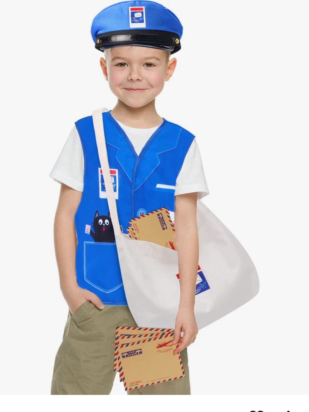 Kids Mail Carrier Crossbody Bag in White - Pretend Play Accessory